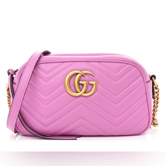 SOLD ‼️GUCCI  Matelasse Small GG Marmont Chain Shoulder Bag Candy Mousse cross - Picture 3 of 15